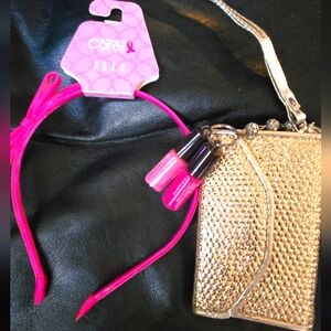 mark. Gold Glittery Wristlette with Pink Lip Gloss & Elle Bow Headband